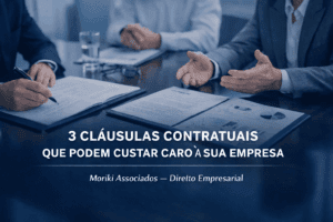 Mesa de reunião corporativa com documentos contratuais abertos e executivos em negociação